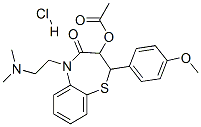 3-acetoxy-5-[2-(dimethylamino)ethyl]-2,3-dihydro-2-(4-methoxyphenyl)-1,5-benzothiazepin-4(5H)-one monohydrochloride  Struktur