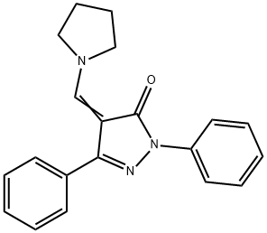 2,5-Diphenyl-4-(1-pyrrolidinylmethylene)-2H-pyrazol-3(4H)-one Struktur