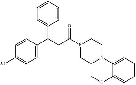 3-(p-Chlorophenyl)-3-phenyl-1-[4-(o-methoxyphenyl)-1-piperazinyl]-1-propanone Struktur