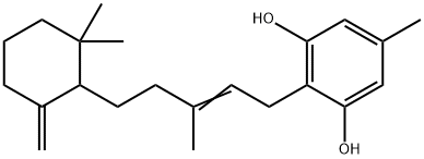 2-[3-Methyl-5-(6,6-dimethyl-2-methylenecyclohexyl)-2-pentenyl]-5-methylresorcinol Struktur