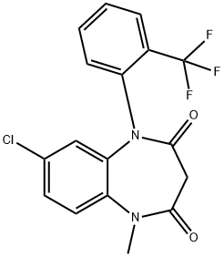 7-Chloro-1-methyl-5-[2-(trifluoromethyl)phenyl]-1H-1,5-benzodiazepine-2,4(3H,5H)-dione Struktur