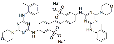 disodium 4,4'-bis[(4-morpholino-6-o-toluidino-1,3,5-triazin-2-yl)amino]stilbene-2,2'-disulphonate Struktur