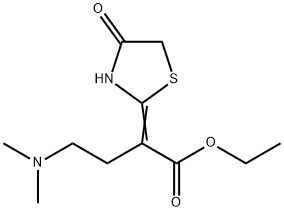 4-(Dimethylamino)-2-(4-oxothiazolidin-2-ylidene)butyric acid ethyl ester Struktur