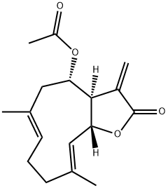 (3aR,4S,6E,10E,11aR)-4-Acetoxy-3a,4,5,8,9,11a-hexahydro-6,10-dimethyl-3-methylenecyclodeca[b]furan-2(3H)-one Struktur