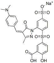 sodium hydrogen 5-[[2-[4-[[4-(dimethylamino)phenyl]methylene]-4,5-dihydro-3-methyl-5-oxo-1H-pyrazol-1-yl]-4-sulphonatophenyl]sulphonyl]salicylate  Struktur