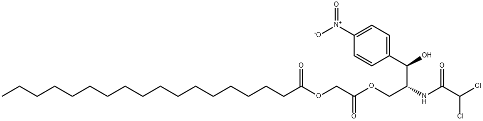 [R-(R*,R*)]-2-[2-[(dichloroacetyl)amino]-3-hydroxy-3-(4-nitrophenyl)propoxy]-2-oxoethyl stearate  Struktur