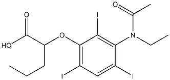 2-[3-(N-Ethylacetylamino)-2,4,6-triiodophenoxy]valeric acid Struktur