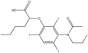 2-[[3-(N-Propylacetylamino)-2,4,6-triiodophenyl]oxy]hexanoic acid Struktur