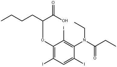 2-[[3-(N-Ethylpropanoylamino)-2,4,6-triiodophenyl]oxy]hexanoic acid Struktur