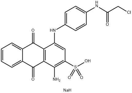 sodium 1-amino-4-[4-(2-chloroacetamido)anilino]-9,10-dihydro-9,10-dioxoanthracene-2-sulphate Struktur