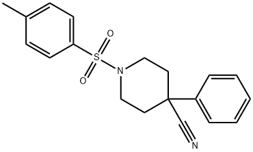 4-phenyl-1-(p-tolylsulphonyl)piperidine-4-carbonitrile Struktur