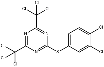 2-[(3,4-Dichlorophenyl)thio]-4,6-bis(trichloromethyl)-1,3,5-triazine Struktur