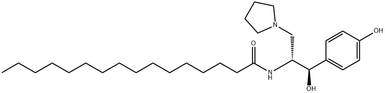 Hexadecanamide, N-[(1R,2R)-2-hydroxy-2-(4-hydroxyphenyl)-1-(1-pyrrolidinylmethyl)ethyl]- Struktur