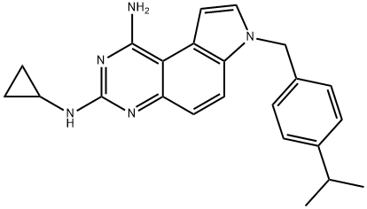 N3-CYCLOPROPYL-7-[[4-(1-METHYLETHYL)PHENYL]METHYL]-7H-PYRROLO[3,2-F]QUINAZOLINE-1,3-DIAMINE DIHYDROCHLORIDE Struktur