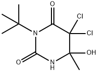 3-tert-Butyl-5,5-dichloro-6-hydroxy-6-methyl-5,6-dihydrouracil Struktur