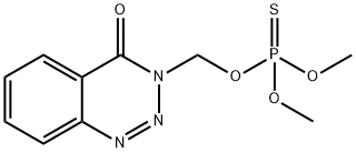 Thiophosphoric acid O,O-dimethyl O-[(3,4-dihydro-4-oxo-1,2,3-benzotriazin-3-yl)methyl] ester Struktur