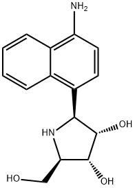 3,4-Pyrrolidinediol, 2-(4-amino-1-naphthalenyl)-5-(hydroxymethyl)-, (2S,3S,4R,5R)- Struktur