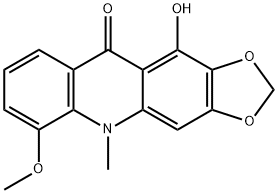 11-Hydroxy-6-methoxy-5-methyl-1,3-dioxolo[4,5-b]acridin-10(5H)-one Struktur