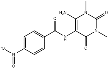 Benzamide,  N-(6-amino-1,2,3,4-tetrahydro-1,3-dimethyl-2,4-dioxo-5-pyrimidinyl)-4-nitro- Struktur