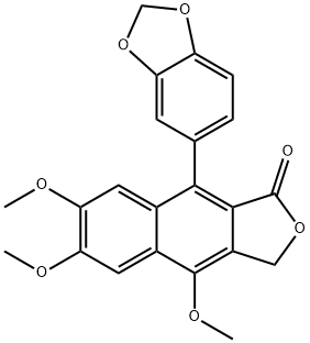 4,6,7-トリメトキシ-9-(1,3-ベンゾジオキソール-5-イル)ナフト[2,3-c]フラン-1(3H)-オン 化學(xué)構(gòu)造式