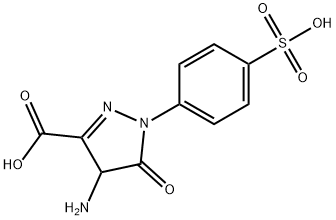 4-amino-5-oxo-1-(p-sulphophenyl)-2-pyrazoline-3-carboxylic acid Struktur