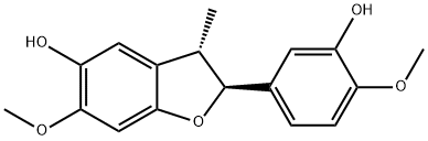 [2S,3S,(-)]-2,3-Dihydro-2-(3-hydroxy-4-methoxyphenyl)-6-methoxy-3-methylbenzofuran-5-ol Struktur