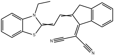 ((2E)-2-[(2Z)-2-(3-ETHYL-1,3-BENZOTHIAZOL-2(3H)-YLIDENE)ETHYLIDENE]-2,3-DIHYDRO-1H-INDEN-1-YLIDENE)MALONONITRILE Struktur