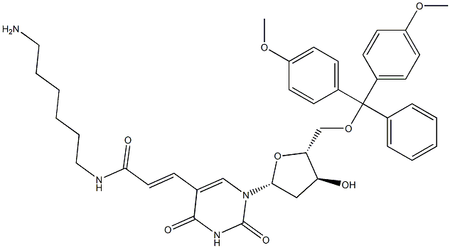 5-[N-(6-AMINOHEXYL)-3-(E)-ACRYLAMIDO]-5'-O-(DIMETHOXYTRITYL)-2'-DEOXYURIDINE Struktur