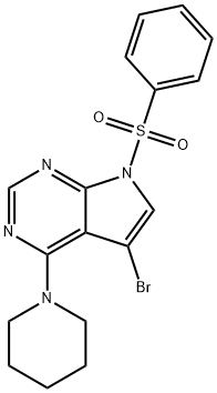 7-Benzenesulfonyl-5-bromo-4-piperidin-1-yl-7H-pyrrolo[2,3-d]pyrimidine Struktur