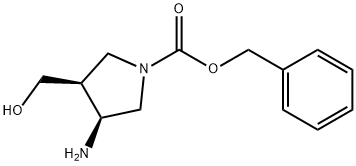 1-PYRROLIDINECARBOXYLIC ACID, 3-AMINO-4-(HYDROXYMETHYL)-, PHENYLMETHYL ESTER, (3S,4S)- Struktur