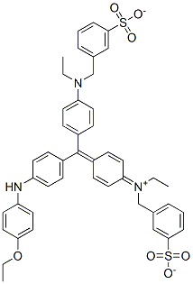 hydrogen [4-[[4-[(4-ethoxyphenyl)amino]phenyl][4-[ethyl(3-sulphonatobenzyl)amino]phenyl]methylene]cyclohexa-2,5-dien-1-ylidene](ethyl)(3-sulphonatobenzyl)ammonium Struktur