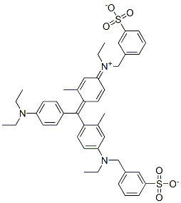 hydrogen [4-[[4-(diethylamino)phenyl][4-[ethyl(3-sulphonatobenzyl)amino]-o-tolyl]methylene]-3-methylcyclohexa-2,5-dien-1-ylidene](ethyl)(3-sulphonatobenzyl)ammonium Struktur