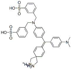 [4-[[4-[bis[(3-sulphophenyl)methyl]amino]phenyl][4-(dimethylamino)phenyl]methylene]-2,5-cyclohexadien-1-ylidene]dimethylammonium Struktur