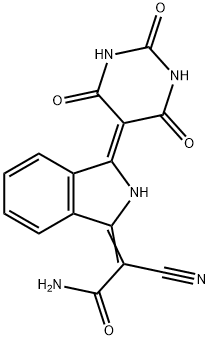 2-cyano-2-[2,3-dihydro-3-(tetrahydro-2,4,6-trioxo-5(2H)-pyrimidinylidene)-1H-isoindol-1-ylidene]acetamide Struktur