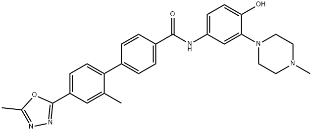 2'-METHYL-4'-(5-METHYL-[1,3,4]OXADIAZOL-2-YL)-BIPHENYL-4-CARBOXYLIC ACID [4-HYDROXY-3-(4-METHYL-PIPERAZIN-1-YL)-PHENYL]-AMIDE Struktur