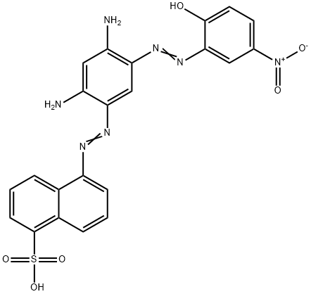 1-Naphthalenesulfonic acid, 5-2,4-diamino-5-(2-hydroxy-5-nitrophenyl)azophenylazo- Struktur