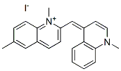 1,6-dimethyl-2-[(1-methyl-4(1H)-quinolylidene)methyl]quinolinium iodide Struktur