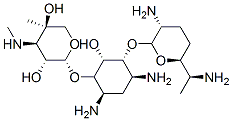 (2R,3R,4R,5R)-2-[(1S,2S,3R,4S,6R)-4,6-diamino-3-[(2R,3R,6S)-3-amino-6-[(1R)-1-aminoethyl]oxan-2-yl]oxy-2-hydroxy-cyclohexyl]oxy-5-methyl-4-methylamino-oxane-3,5-diol Struktur