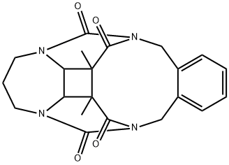 3,4,5a,5b,8,13,15a,15b-Octahydro-5b,15a-dimethyl-1,14:5,7-dimethano-2H-[1,4]diazepino[2',3':3,4]cyclobuta[1,2-d][2,7]benzodiazecine-6,15,16,17-tetrone Struktur