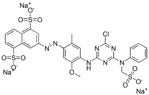 trisodium 3-[[4-[[4-chloro-6-[phenyl(sulphonatomethyl)amino]-1,3,5-triazin-2-yl]amino]-5-methoxy-o-tolyl]azo]naphthalene-1,5-disulphonate Struktur