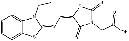 5-[(3-ethylbenzothiazol-2(3H)-ylidene)ethylidene]-4-oxo-2-thioxothiazolidin-3-acetic acid Struktur