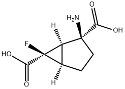 Bicyclo[3.1.0]hexane-2,6-dicarboxylic acid, 2-amino-6-fluoro-, (1R,2S,5R,6R)- (9CI) Struktur