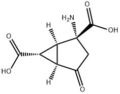 Bicyclo[3.1.0]hexane-2,6-dicarboxylic acid, 2-amino-4-oxo-, (1S,2R,5R,6R)- Struktur