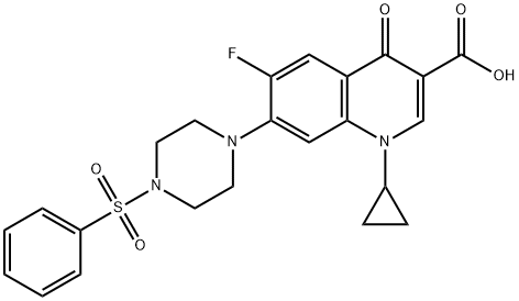 3-Quinolinecarboxylic acid, 1-cyclopropyl-6-fluoro-1,4-dihydro-4-oxo-7-[4-(phenylsulfonyl)-1-piperazinyl]- Struktur