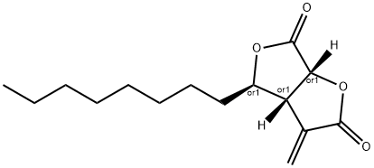 Furo(3,4-b)furan-2,6(3H,4H)-dione, dihydro-3-methylene-4-octyl-, (+-)- Struktur