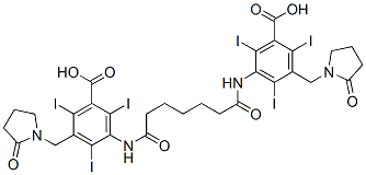 3-[6-[[3-carboxy-2,4,6-triiodo-5-[(2-oxopyrrolidin-1-yl)methyl]phenyl]carbamoyl]hexanoylamino]-2,4,6-triiodo-5-[(2-oxopyrrolidin-1-yl)methyl]benzoic acid Struktur