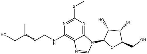 N(6)-(4-hydroxyisopentenyl)-2-methylthioadenosine Struktur