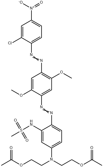 2-[2-acetyloxyethyl-[4-[4-(2-chloro-4-nitro-phenyl)diazenyl-2,5-dimethoxy-phenyl]diazenyl-3-methanesulfonamido-phenyl]amino]ethyl acetate Struktur