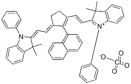 2-((E)-2-[3-[(E)-2-(3,3-DIMETHYL-1-PHENYL-1,3-DIHYDRO-2H-INDOL-2-YLIDENE)ETHYLIDENE]-2-(1-NAPHTHYL)-1-CYCLOPENTEN-1-YL]ETHENYL)-3,3-DIMETHYL-1-PHENYL-3H-INDOLIUM PERCHLORATE Struktur