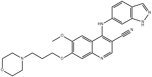 3-Quinolinecarbonitrile, 4-(1H-indazol-6-ylaMino)-6-Methoxy-7-[3-(4-Morpholinyl)propoxy]- Struktur